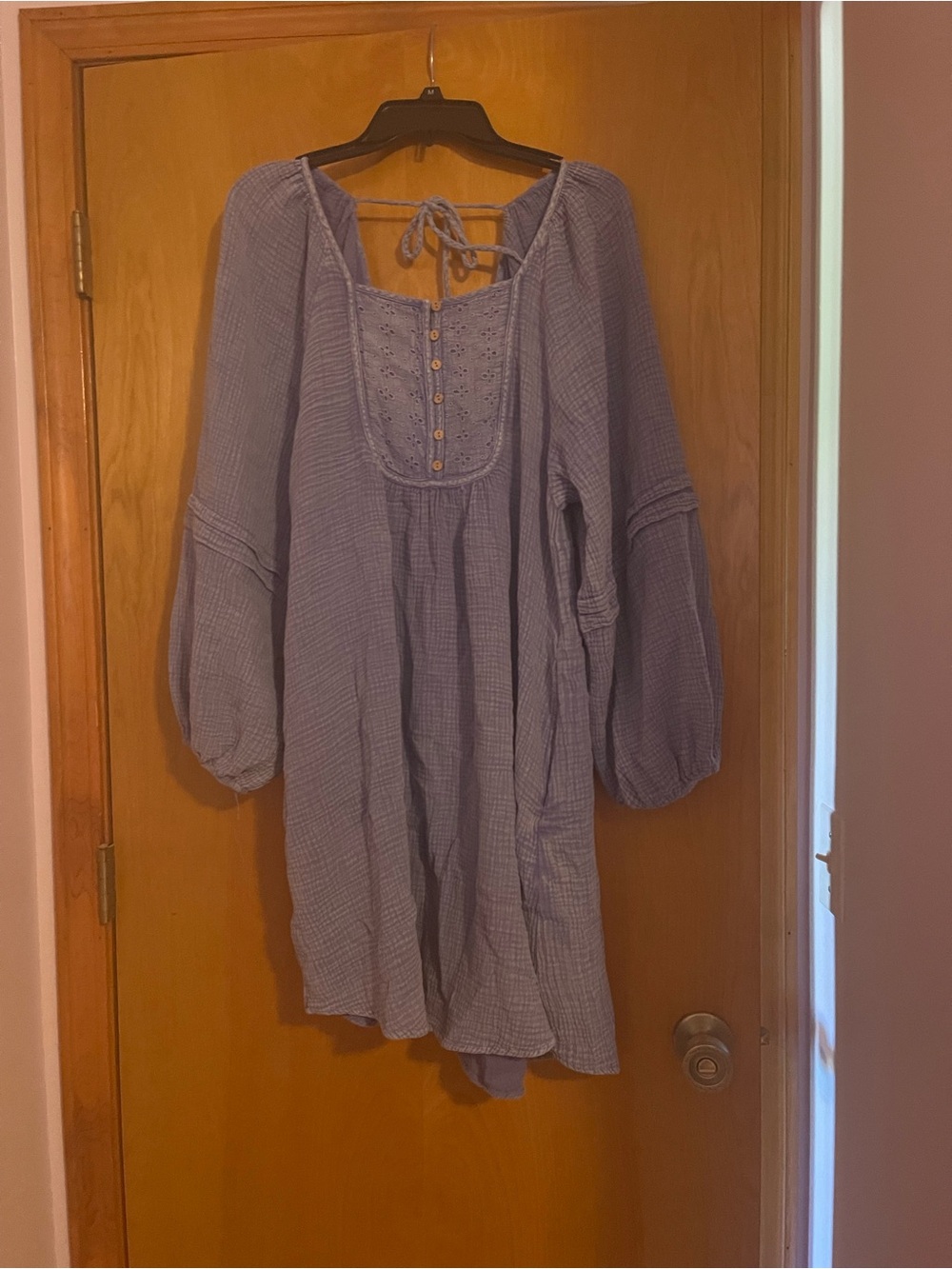 Three Bird Nest Puff-Sleeve Square-Neck Mini Dress - Picture 4 of 7